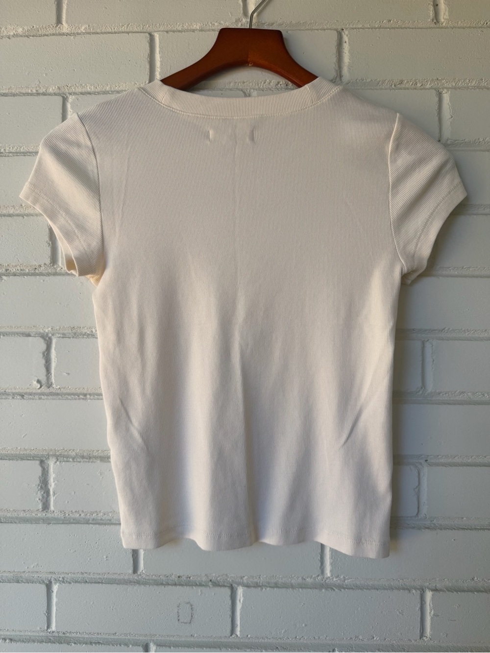 Madewell Ribbed Short Sleeve Crewneck Baby Tee - Cream / White - Picture 4 of 4